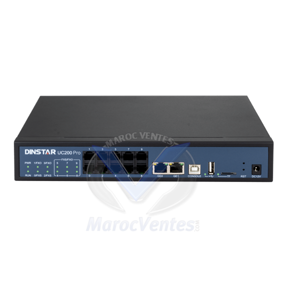 IPBX a 4 FXO (RTC) pour 30 appels simultanés 200 postes est un équipement terminal de communication unifiée de nouvelle génération conçu pour les utilisateurs de PME et SOHO. UC200